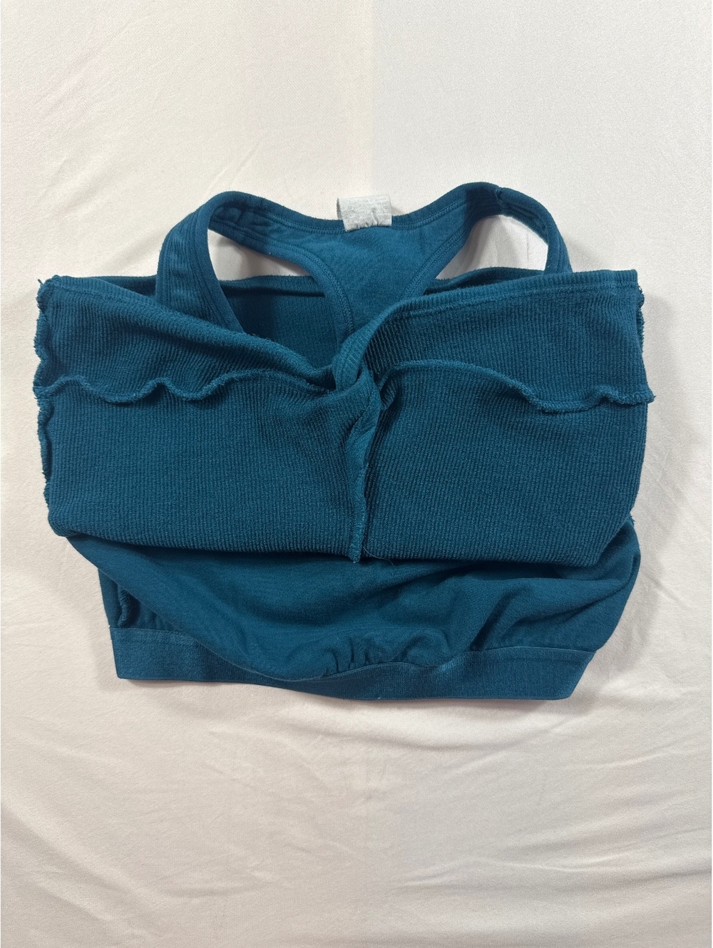 Athleta Teal Blue Ribbed Racerback Sports Bra Size Small - Picture 4 of 4